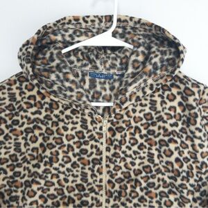 Nick & Sarah‎ Cheetah Fleece Jacket Womens XL Leopard Hoodie Hooded Full Zip